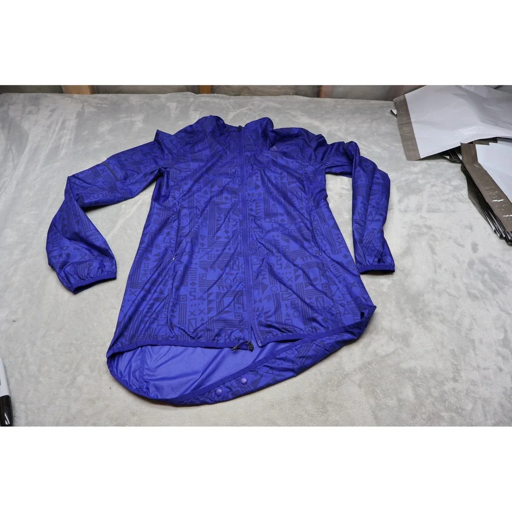 Adidas Jacket Womens Small Blue Supernova Tokyo‎ Printed Running Wind Rain Track